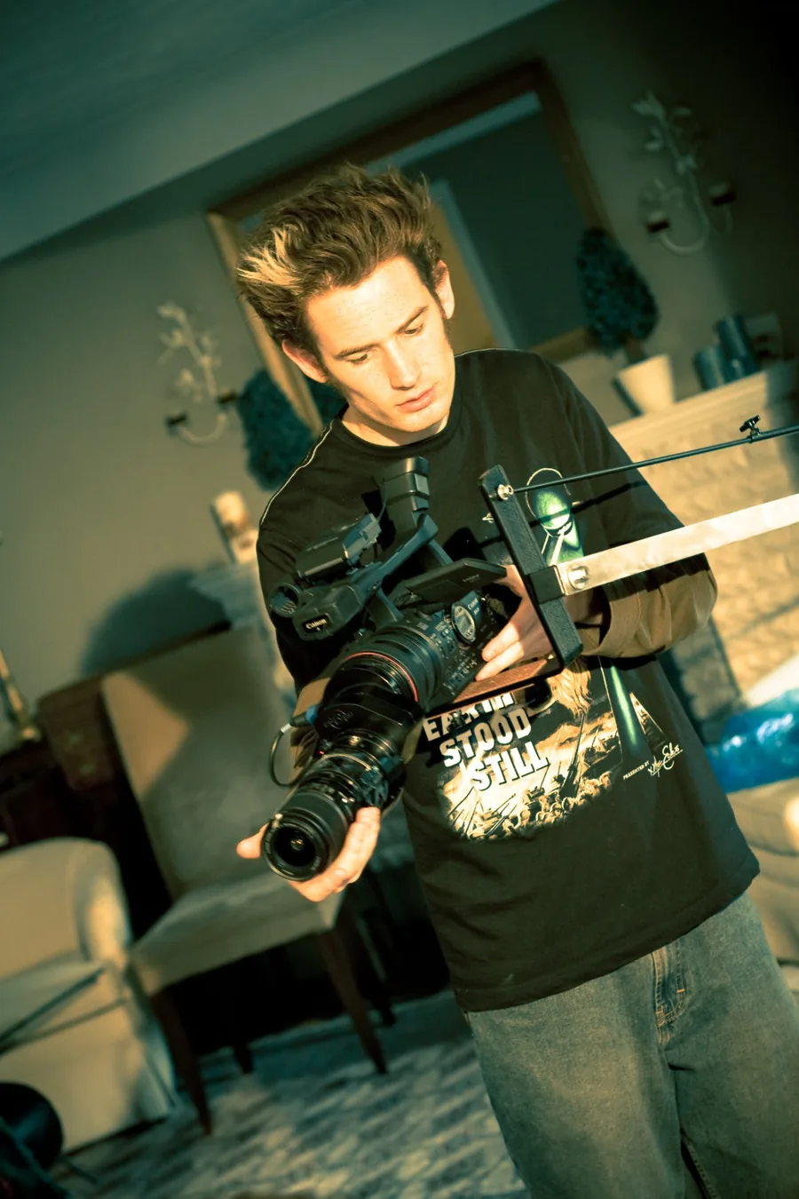 Camera on slider rig